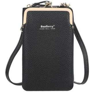 Černá dámská kabelka na mobil Baellerry BL1 crossbody peněženka s dlouhým popruhem a kovovým zapínáním